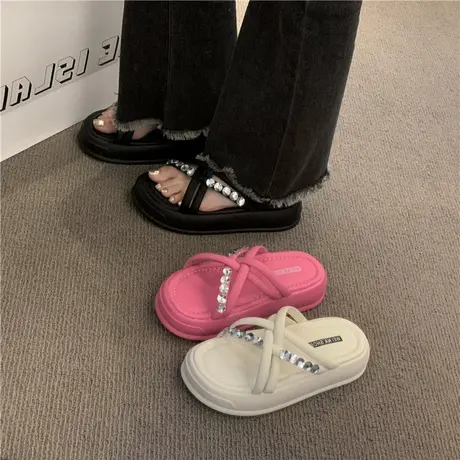 高级感拖鞋女夏季外穿时尚2024新款网红超火松糕厚底防滑休闲凉拖图片