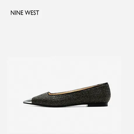 Nine West/玖熙金属小方头气质单鞋2024年春季新款编制软底浅口鞋商品大图