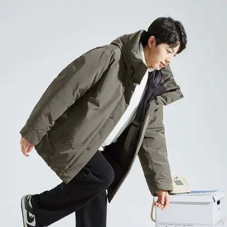 唐狮2023冬季新款男羽绒服短款立领工装加厚户外冲锋衣外套12.27图片