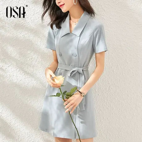 OSA气质通勤OL职业衬衫连衣裙女夏季2021年新款收腰显瘦衬衣裙子图片