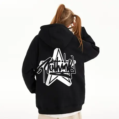 Nuthink宽松潮流五角星卫衣冬季潮牌男美式 连帽oversize大码帽衫商品大图