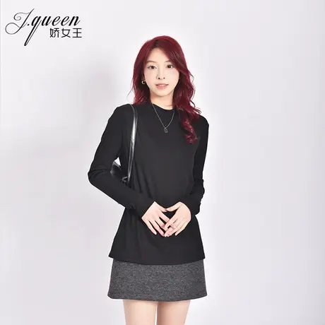 黑色T恤女春季新款弹力修身显瘦半高领内搭上衣莫代尔百搭打底衫图片