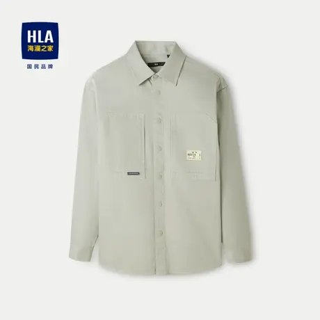 HLA/海澜之家外套款长袖休闲衬衫2024春夏新款纯棉宽松时尚长衬男图片