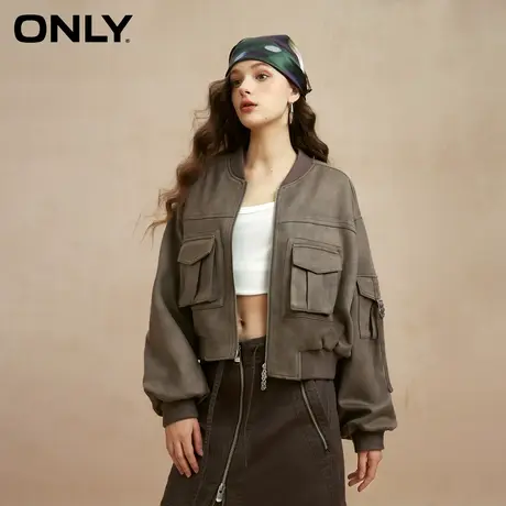 ONLY奥莱春季新款简约显瘦宽松棒球领长袖短款外套女商品大图