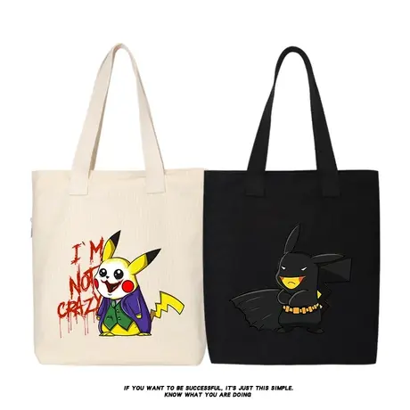 秀洛皮卡丘衣服周边联名小丑恶搞蝙蝠侠帆布包背包学生手提手拎包商品大图