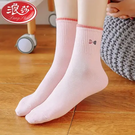 浪莎袜子女中筒袜秋冬纯棉运动风ins潮 日系可爱学生长袜女潮街头商品大图