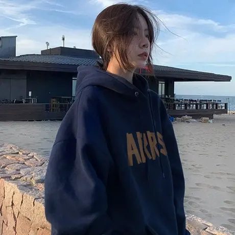 美式连帽卫衣女秋冬2023新款爆款复古慵懒风多巴胺穿搭秋冬季外套商品大图