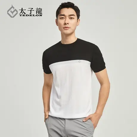 太子龙莱塞尔天丝桑蚕丝针织短袖男士夏季新款薄款圆领T恤半袖短t图片