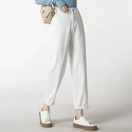 白色牛仔裤女2023年新款春季裤子老爹萝卜裤宽松哈伦裤休闲九分裤商品大图