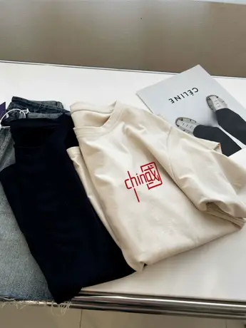 仿棉短袖t恤正肩女2023新款夏季小众设计感宽松显瘦大码女装上衣商品大图