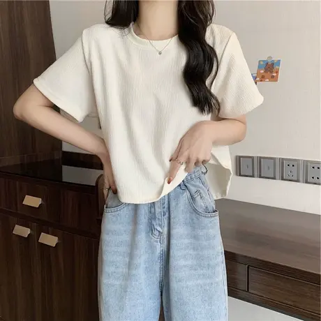 大码奶系ulzzang超火cect恤女短袖夏季宽松洋气超仙欧货小衫上衣商品大图