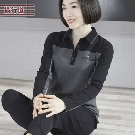 2023冬季新款莫代尔棉POLO领打底衫中年妈妈长袖T恤女衬衫领上衣商品大图