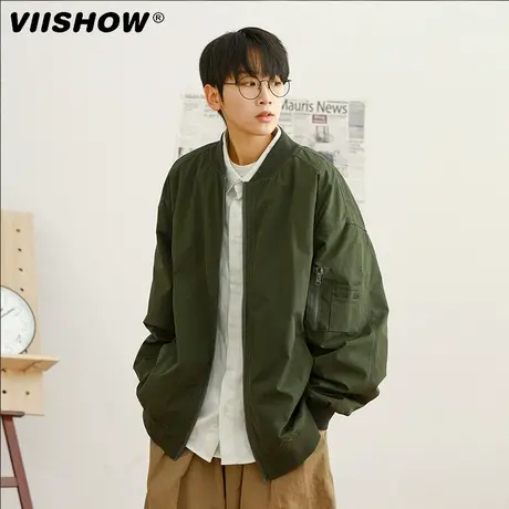 VIISHOW棒球服外套男士春秋新款美式潮流宽松上衣休闲飞行员夹克商品大图