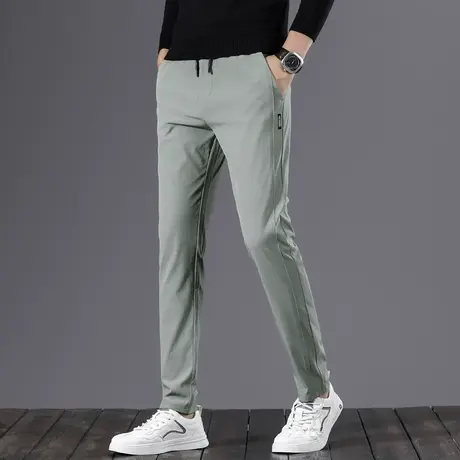 春秋季新款男士纯色休闲裤韩版潮流修身直筒百搭商务小脚长裤子男商品大图