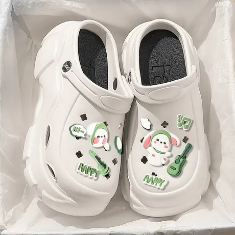 洞洞鞋女款2023新款夏季外穿沙滩厚底防滑增高包头踩屎感凉拖鞋女商品大图