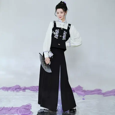 暮香 如梦霓裳原创汉服女装立领对襟衫三裥裙日常百搭汉元素春季图片