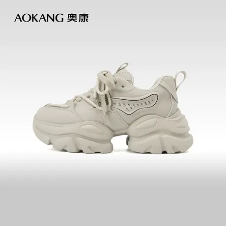 奥康女鞋 2023秋冬新款潮流老爹鞋女百搭休闲鞋厚底显脚小运动鞋商品大图