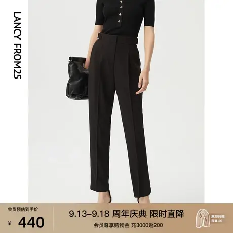 朗姿法式黑色高腰商务职业通勤西装裤女春秋季新款正装直筒长裤子商品大图