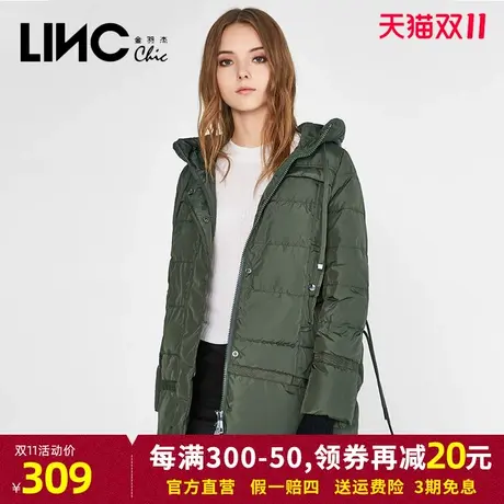 断码清仓LINC金羽杰羽绒服女新款反季连帽中长款轻薄女款面包服商品大图