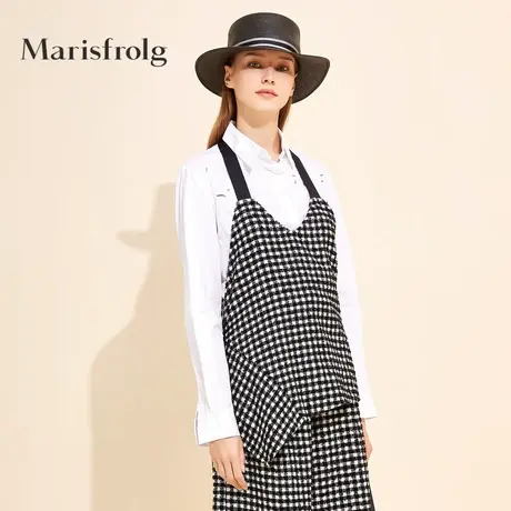 Marisfrolg玛丝菲尔羊毛优雅格子针织时尚外穿气质吊带背心女装图片