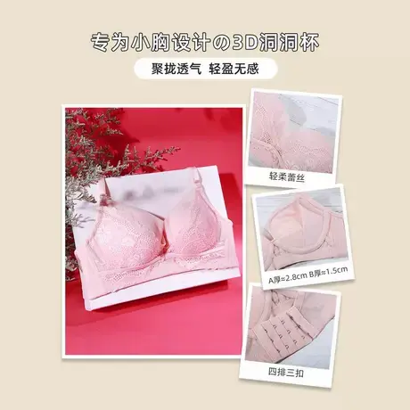 【玫瑰杯】蕾丝性感内衣女夏季薄款少女聚拢侧收文胸女聚拢型胸罩图片