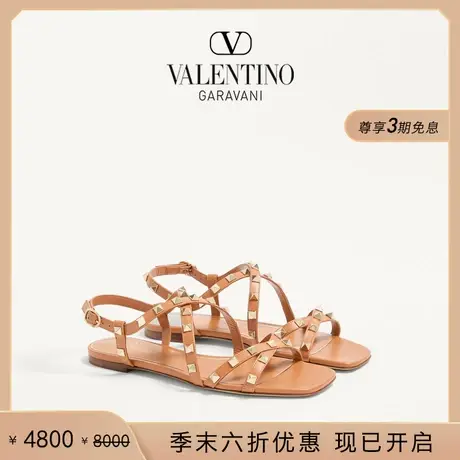 [季末优惠]华伦天奴VALENTINO女士 ROCKSTUD 小牛皮系带凉鞋图片