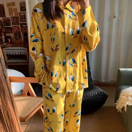 新品！翠迪鸟全棉磨毛小翻领睡衣套装～可爱活力柔软舒适家居服商品大图