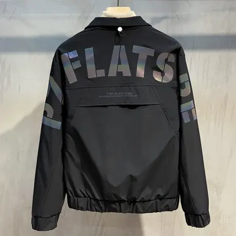 春秋季新款男士外套韩版潮流帅气休闲棒球服反光工装夹克冬装上衣图片