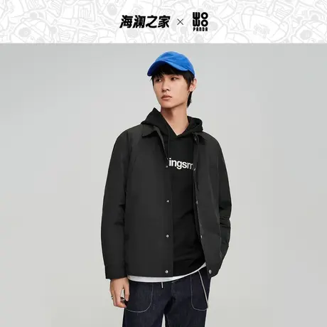 HLA/海澜之家panda wowo熊猫棉服23秋冬新翻领简约利落夹克外套男图片