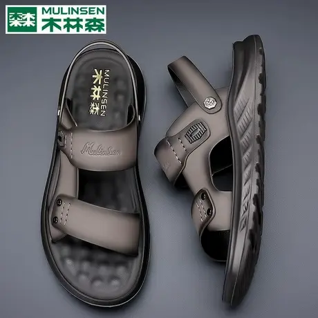 木林森真皮男士凉鞋2025新款夏季沙滩鞋防水防滑两用外穿凉拖鞋男商品大图