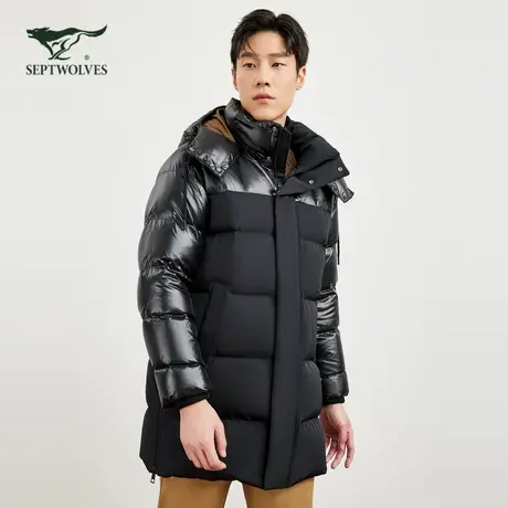 七匹狼奥莱中长款羽绒服男2024冬季新款可拆卸帽加厚保暖外套上衣商品大图