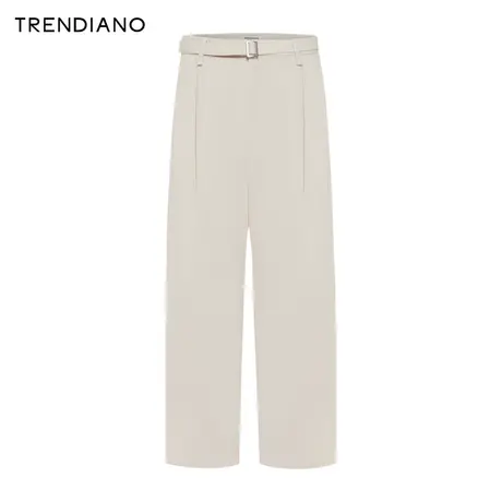TRENDIANO官方配腰带时尚高腰阔腿休闲西裤男潮2023新款冬季商品大图