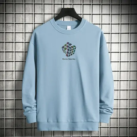 380g重磅纯棉卫衣男2023新款摇粒绒圆领无帽长袖t恤上衣宽松潮流商品大图