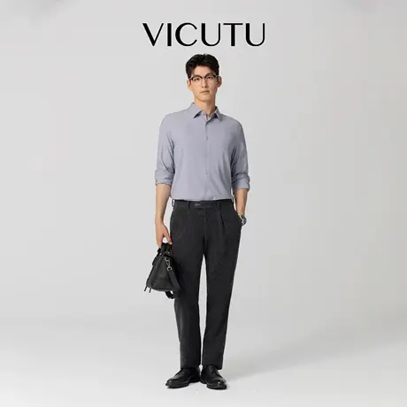 VICUTU威可多男长袖衬衫莫代尔混纺舒适柔软上衣商务通勤简约衬衣图片