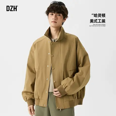 哈灵顿夹克男卡其色工装外套2025新款男士美式复古立领上衣秋冬款商品大图