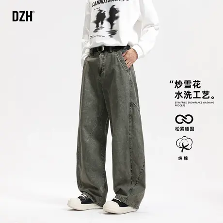 男士军绿色复古做旧裤子男款2025新款美式休闲裤百搭宽松长裤潮牌商品大图