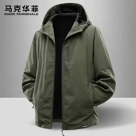 马克华菲男士飞行员连帽夹克秋季2025新款防风防水登山服冲锋外套商品大图