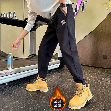 灯芯绒卫裤男秋冬哈伦个性痞帅加厚保暖运动休闲裤宽松束脚哈伦裤图片