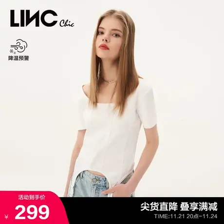 LINCCHIC金羽杰t恤女2023新款轻机能修身U领短袖女t恤S232FK155Y商品大图