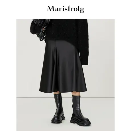 【质感顺滑系列】玛丝菲尔裙子夏季新款黑色通勤a字鱼尾半身裙图片