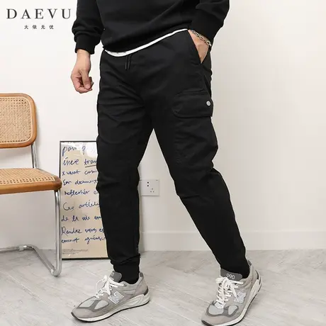DAEVU春秋新款侧兜机能大号潮胖子束脚弹力加肥加大码男士休闲裤商品大图