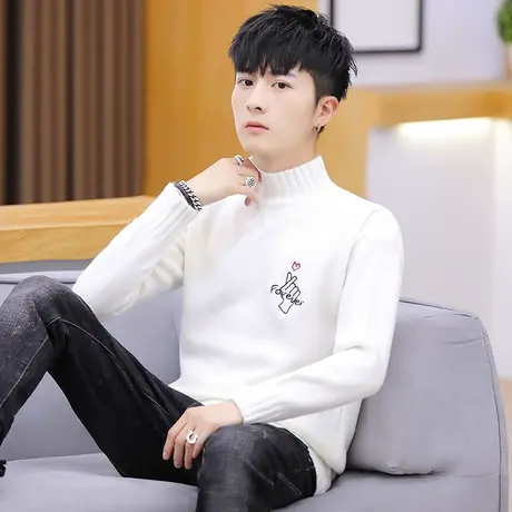 半高领毛衣男士冬季潮流内搭打底衫男学生保暖上衣服春秋款针织衫商品大图