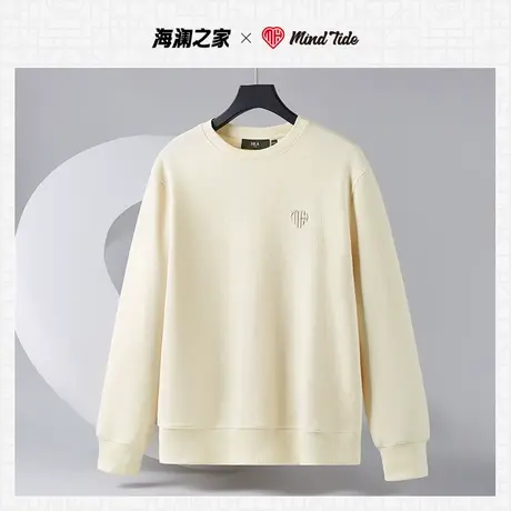 HLA/海澜之家华夫格圆领秋冬季新款情侣卫衣刺绣外套长袖男女商品大图