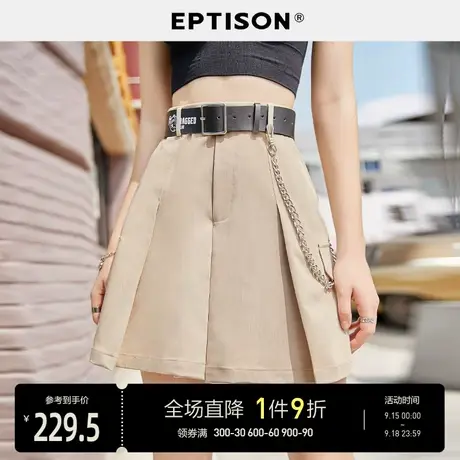 EPTISON休闲裤女2023夏季新款高腰裙裤时尚ins潮显瘦褶皱短款商品大图
