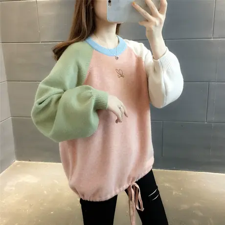 韩版宽松慵懒风套头针织衫女秋装2023年新款秋冬网红洋气毛衣打底商品大图