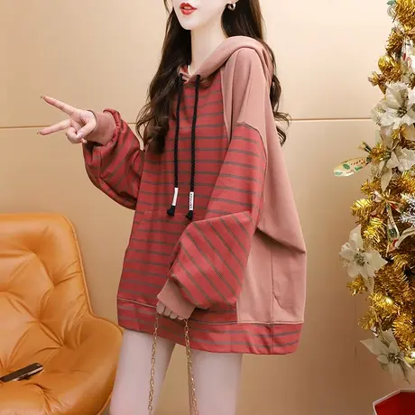 慵懒风连帽卫衣外套女2023年新款秋冬宽松设计感百搭复古美式上衣商品大图