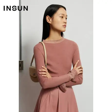 INSUN恩裳秋季100%羊绒平领打底毛衫商品大图