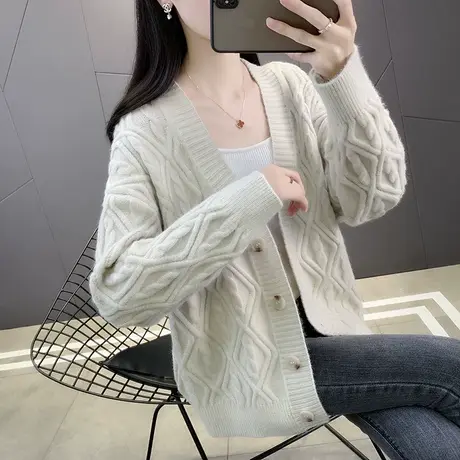 早秋女士毛衣外套2022年新款秋季设计感针织开衫女上衣春秋款百搭商品大图