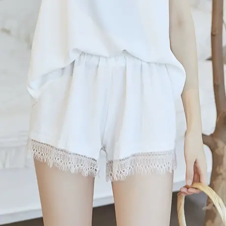 防走光安全裤女可外穿时尚仿真丝网红款宽松丝绸缎面夏天薄款蕾丝商品大图