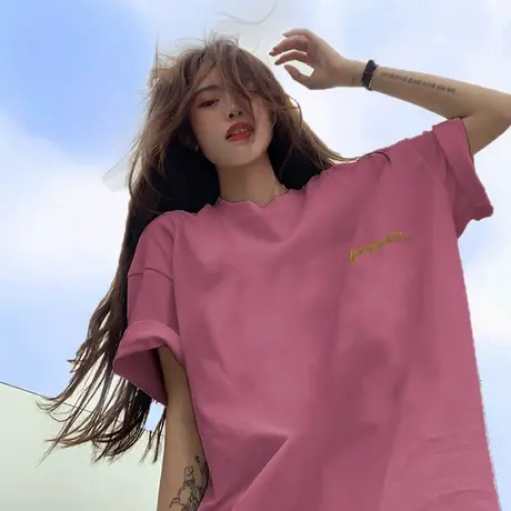 2024年春夏季新款情侣女装设计感小众上衣宽松白色短袖t恤ins潮流图片